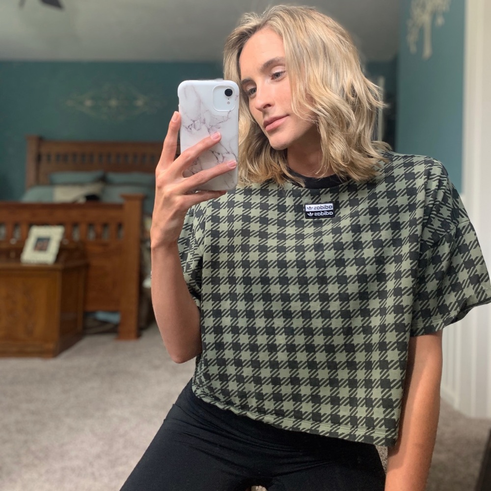 Adidas Long Crop Top Green Small